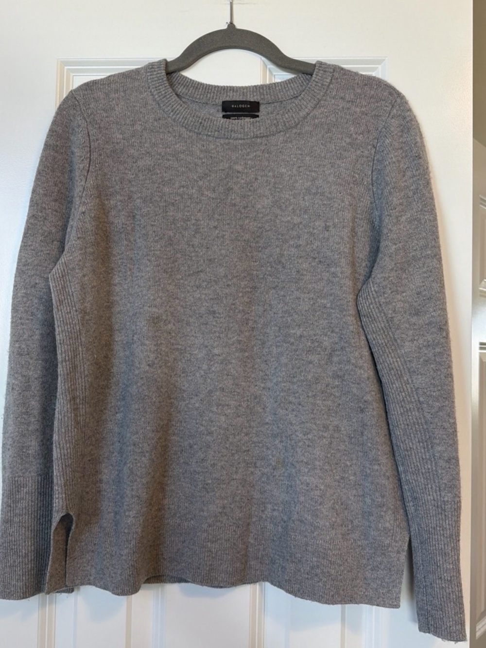 Halogen Gray Cashmere Crewneck Sweater